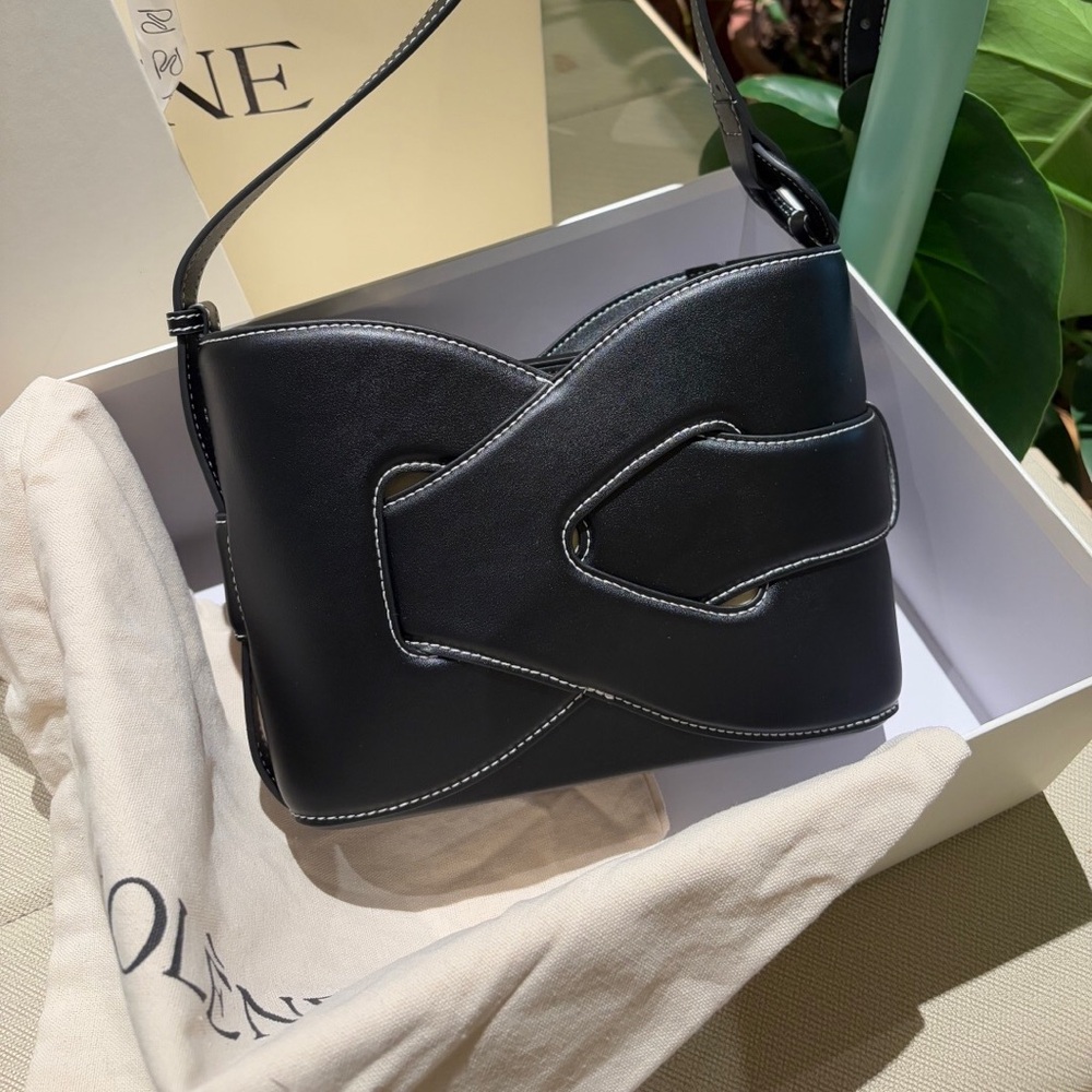 Polene Black Leather Shoulder Bag
